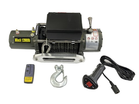 Лебедка электрическая 12V Electric Winch 12000lbs / 5443 кг (синтетический трос)