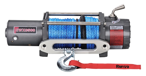 Лебёдка электрическая 12V Runva 9500 lbs 4350 кг(кевлар)