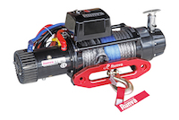 Лебёдка электрическая 12V Runva 9500 lbs 4350 кг влагозащищенная, синтетический трос, пневмороспуск