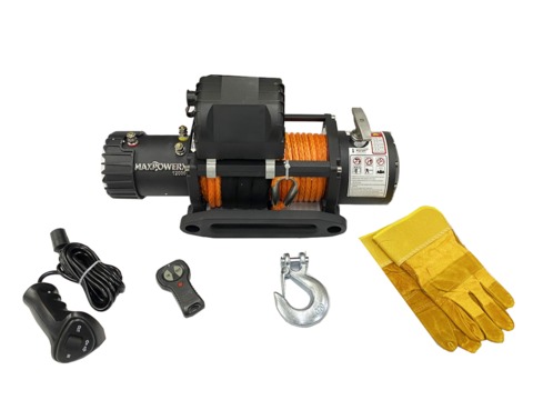Лебедка электрическая 12V MAXPOWER 12000lbs синтетический трос
